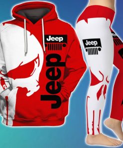 Jeep Skull Red White Hoodie – Legging 3d
