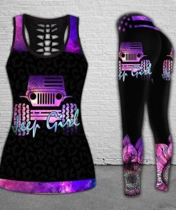 Jeep Girl Purple  Hollow Tank Top – Legging 3D