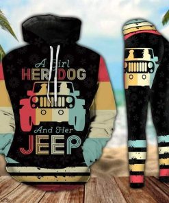 Jeep Girl Dog Retro Hoodie – Legging 3d