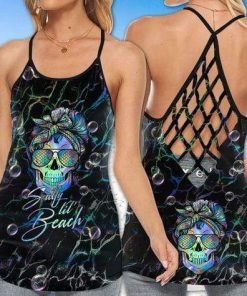 Jeep Salty Lil’ Beach Skull Mermaid Bubbles Cross Tank Top – Legging 3d