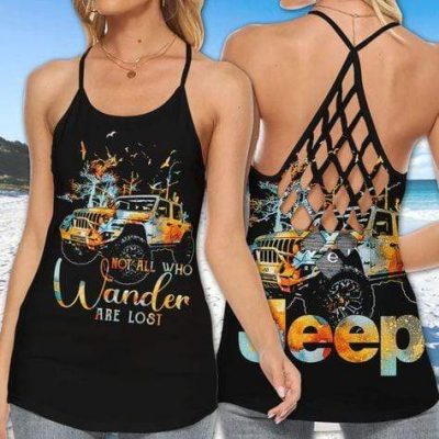 Jeep Not All Who Wander Are Lost Cross Tank Top – Legging 3d