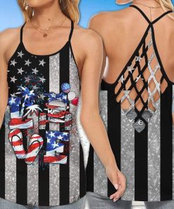 Jeep Independence Day Love Heartbeat Cross Tank Top – Legging 3d