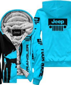Premium Personalized Fleece Hoodie Custom Name Wrangler Jeep – Sky Blue V1