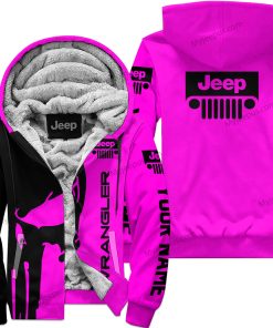 Premium Personalized Fleece Hoodie Custom Name Wrangler Jeep – Pink V1