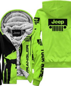 Premium Personalized Fleece Hoodie Custom Name Wrangler Jeep – Green 1 V1
