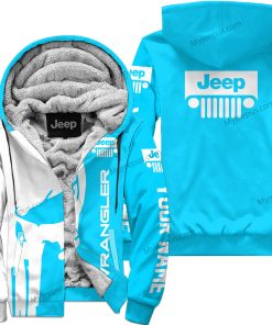 Premium Personalized Fleece Hoodie Custom Name Wrangler Jeep – Sky Blue