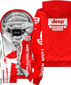 Premium Personalized Fleece Hoodie Custom Name Wrangler Jeep – Red