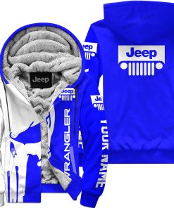 Premium Personalized Fleece Hoodie Custom Name Wrangler Jeep – Blue