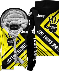 The Wave Jeep - Just Fkcn Send It - Custom Name Fleece Zip Hoodie - Yellow V1