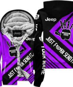 The Wave Jeep - Just Fkcn Send It - Custom Name Fleece Zip Hoodie - Purple V1