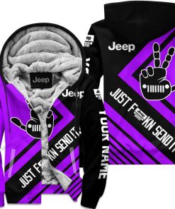 The Wave Jeep - Just Fkcn Send It - Custom Name Fleece Zip Hoodie - Purple