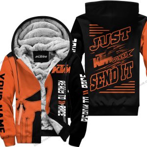 PREMIUM JUST FCKN GONNA SEND IT - CUSTOM NAME FLEECE HOODIE - KTM RACING - ORANGE BLACK