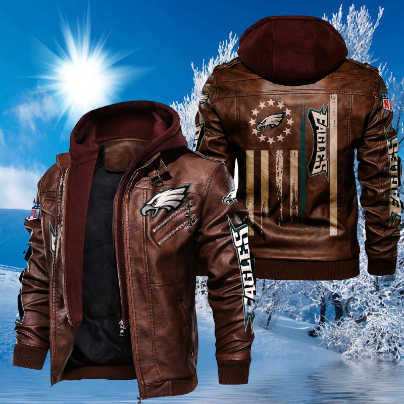 PHILADELPHIA EAGLES LEATHER JACKET TX18 NFL FC