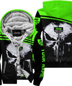 Punisher Jeep - Fleece Zip Hoodie - Custom Name - Green Black