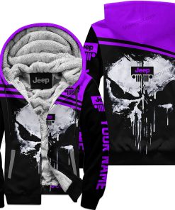 Punisher Jeep - Fleece Zip Hoodie - Custom Name - Purple Black