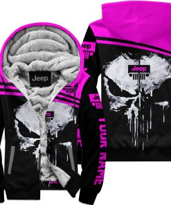 Punisher Jeep - Fleece Zip Hoodie - Custom Name - Pink Black