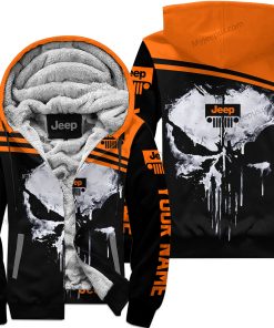 Punisher Jeep - Fleece Zip Hoodie - Custom Name - Orange Black