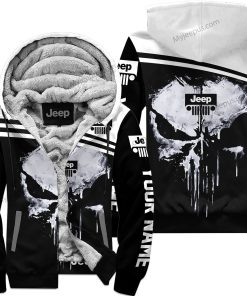 Punisher Jeep - Fleece Zip Hoodie - Custom Name - White Black