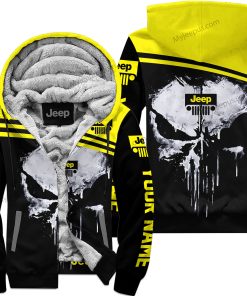 Punisher Jeep - Fleece Zip Hoodie - Custom Name - Yellow Black