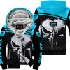 Punisher Jeep - Fleece Zip Hoodie - Custom Name - Sky Blue Black