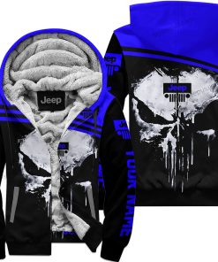 Punisher Jeep - Fleece Zip Hoodie - Custom Name - Blue Black