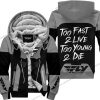 TOO FAST TO LIVE TOO YOUNG TO DIE - FLEECE HOODIE - FLY RACING - GREY