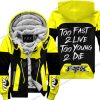 TOO FAST TO LIVE TOO YOUNG TO DIE - FLEECE HOODIE - FOX RACING - YELLOW