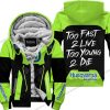 TOO FAST TO LIVE TOO YOUNG TO DIE - FLEECE HOODIE - HUSQVARNA - GREEN 1