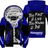 TOO FAST TO LIVE TOO YOUNG TO DIE - FLEECE HOODIE - HUSQVARNA - NAVY