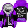 TOO FAST TO LIVE TOO YOUNG TO DIE - FLEECE HOODIE - HUSQVARNA - PURPLE