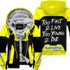 TOO FAST TO LIVE TOO YOUNG TO DIE - FLEECE HOODIE - HUSQVARNA - YELLOW