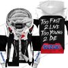 TOO FAST TO LIVE TOO YOUNG TO DIE - FLEECE HOODIE - SUZUKI - WHITE