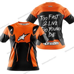 TOO FAST TO LIVE TOO YOUNG TO DIE - ALPINESTARS - ORANGE - T-SHIRT