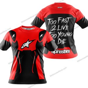 TOO FAST TO LIVE TOO YOUNG TO DIE - ALPINESTARS - RED - T-SHIRT