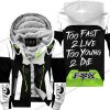 TOO FAST TO LIVE TOO YOUNG TO DIE – FLEECE HOODIE - FOX RACING – WHITE GREEN 1