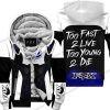TOO FAST TO LIVE TOO YOUNG TO DIE – FLEECE HOODIE - FOX RACING – WHITE NAVY