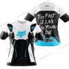 TOO FAST TO LIVE TOO YOUNG TO DIE – FOX RACING – WHITE SKY BLUE - T-SHIRT