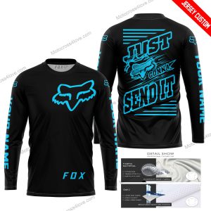 PREMIUM JUST FCKN GONNA SEND IT - CUSTOM NAME - FOX RACING - SKY BLUE BLACK - JERSEY