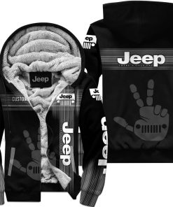 The Wave Jeep - Limited Edition - Fleece Zip Hoodie - Black White - V1