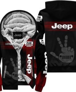 The Wave Jeep - Limited Edition - Fleece Zip Hoodie - Black Red - V1