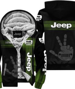The Wave Jeep - Limited Edition - Fleece Zip Hoodie - Black Green 1 - V1
