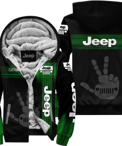 The Wave Jeep - Limited Edition - Fleece Zip Hoodie - Black Green - V1