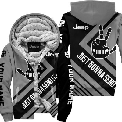 The Wave Jeep – Just Gonna Send It – Custom Name Fleece Zip Hoodie – Grey