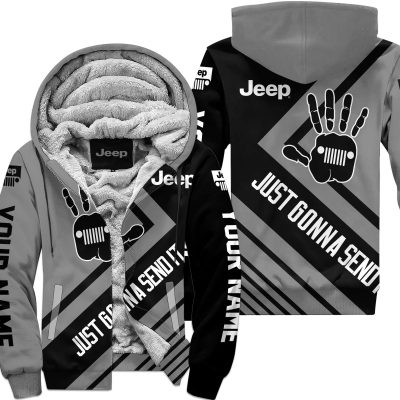 The Wave Jeep – Just Gonna Send It – Custom Name Fleece Zip Hoodie – Grey V1