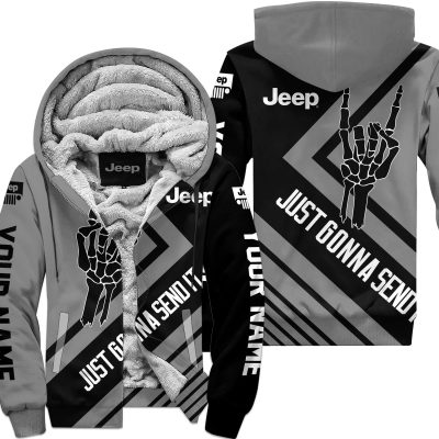 The Wave Jeep – Just Gonna Send It – Custom Name Fleece Zip Hoodie – Grey V2