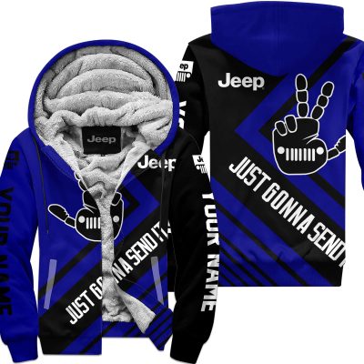 The Wave Jeep – Just Gonna Send It – Custom Name Fleece Zip Hoodie – Grey