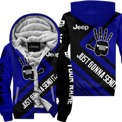 The Wave Jeep – Just Gonna Send It – Custom Name Fleece Zip Hoodie – Navy V1