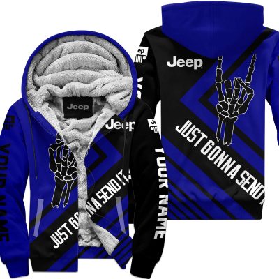 The Wave Jeep – Just Gonna Send It – Custom Name Fleece Zip Hoodie – Navy V2