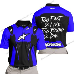 TOO FAST TO LIVE TOO YOUNG TO DIE - ALPINESTARS - BLUE - POLO SHIRT