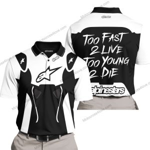 TOO FAST TO LIVE TOO YOUNG TO DIE - ALPINESTARS - WHITE - POLO SHIRT